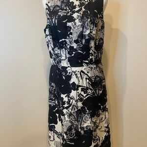 Ann Taylor Monochrome Floral Midi Dress